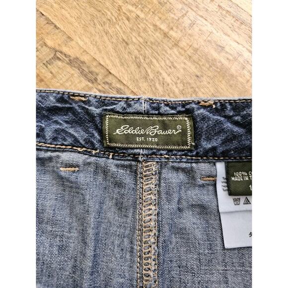 Eddie Bauer Dark Blue Denim Flat Front Zipper Mini Skirt Size 16 Outdoors Boho - Picture 4 of 10